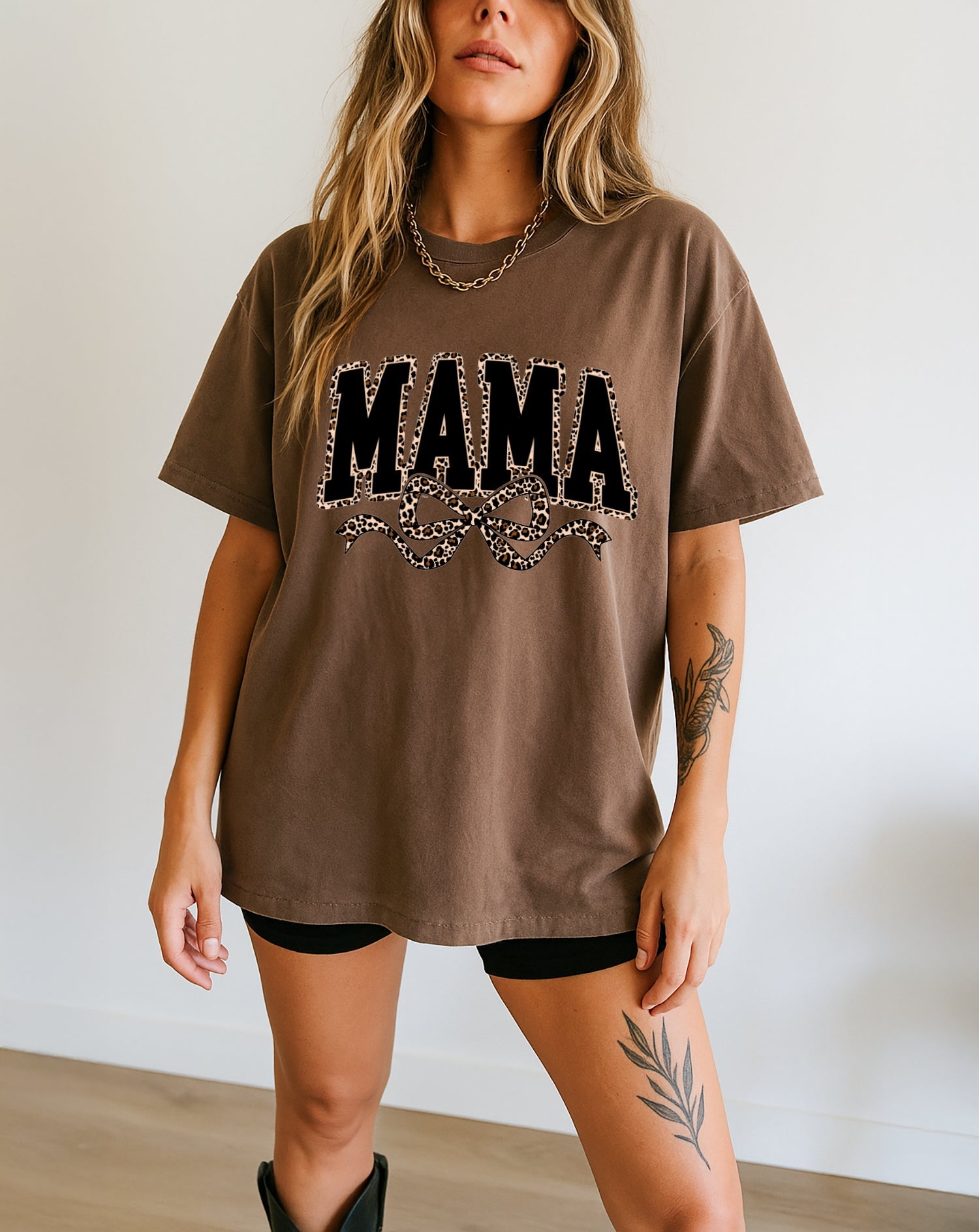 Mama Leopard Ribbon Comfort Colors T Shirt