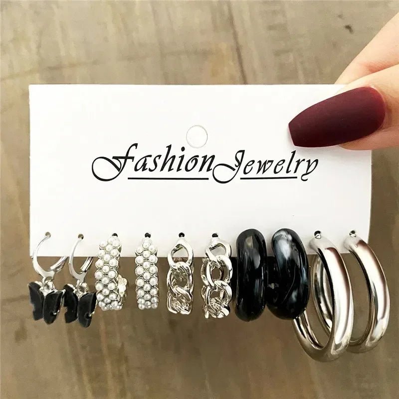LETAPI Vintage Gold Color Circle Earrings for Women Girls Geometric Twist Dangle Earring Set New Fashion Jewelry Party Gifts